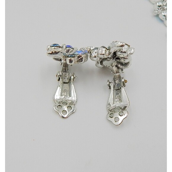Lisner Aurora Borealis Rhinestones Necklace SilverTone Choker Clip On Earrings - Picture 8 of 10